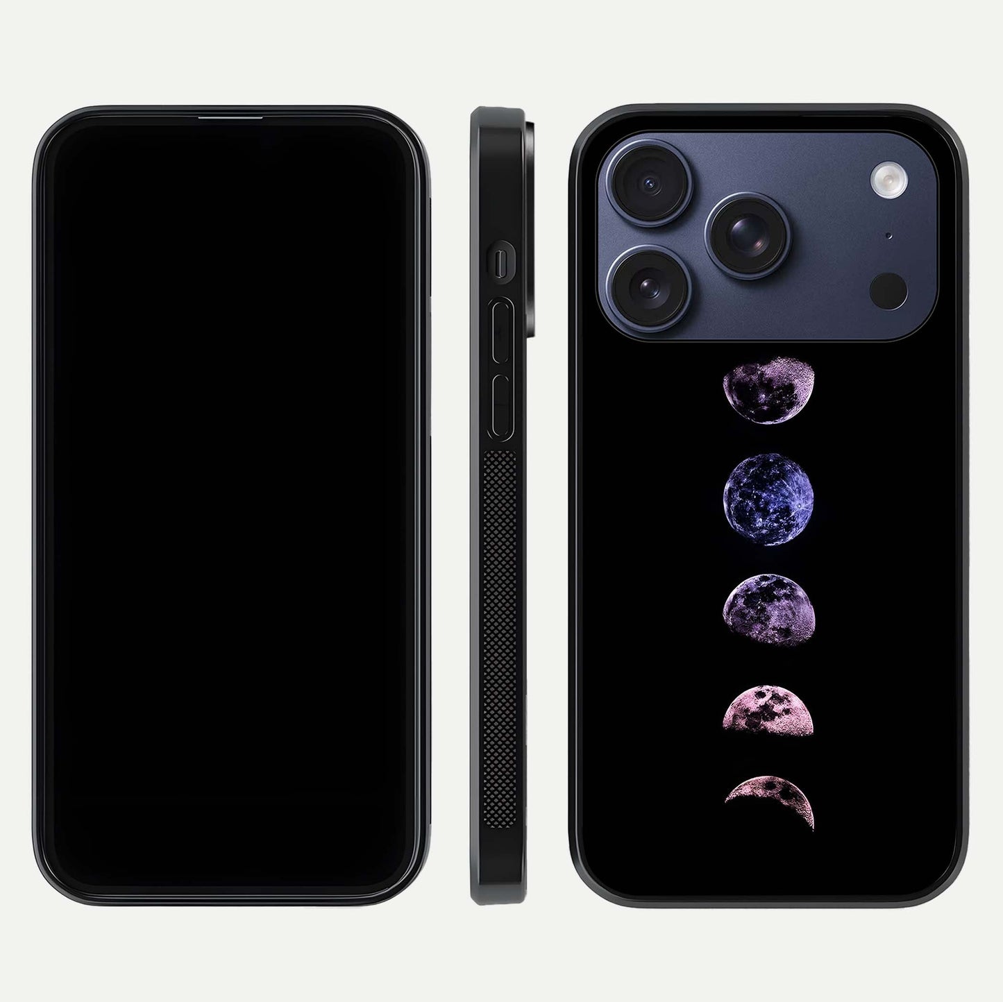 Crimson All Planets Glass Case for iPhone 17 Pro dual-view layout displaying crimson tones and curved edges