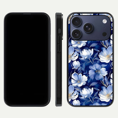 Cute Floral Patterns Glass Case for iPhone 17 Pro dual-view layout displaying HD floral print and curved edges