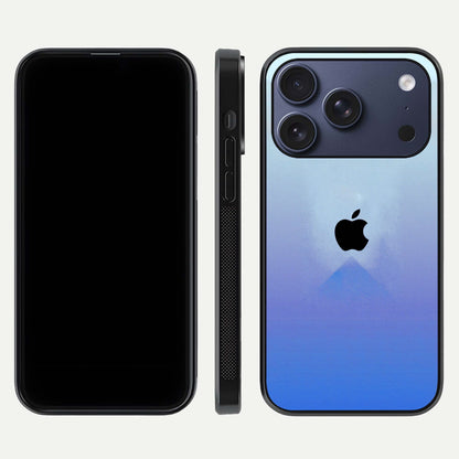 Gradient Apple Vibe Glass Case for iPhone 17 Pro front and back view layout highlighting minimalist Apple design and curved edges