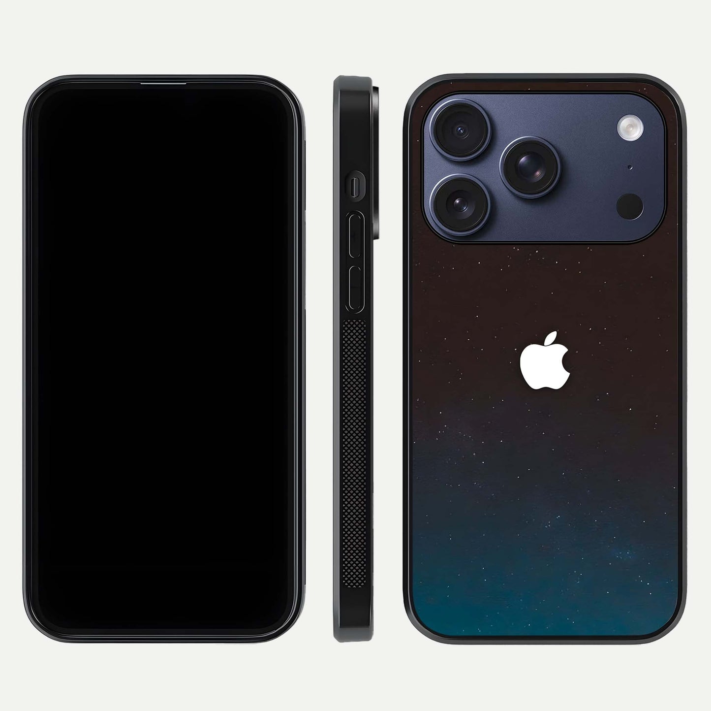 Green Emerald Apple Logo Glass Case for iPhone 17 Pro front and back view layout highlighting vibrant tones and curved glass