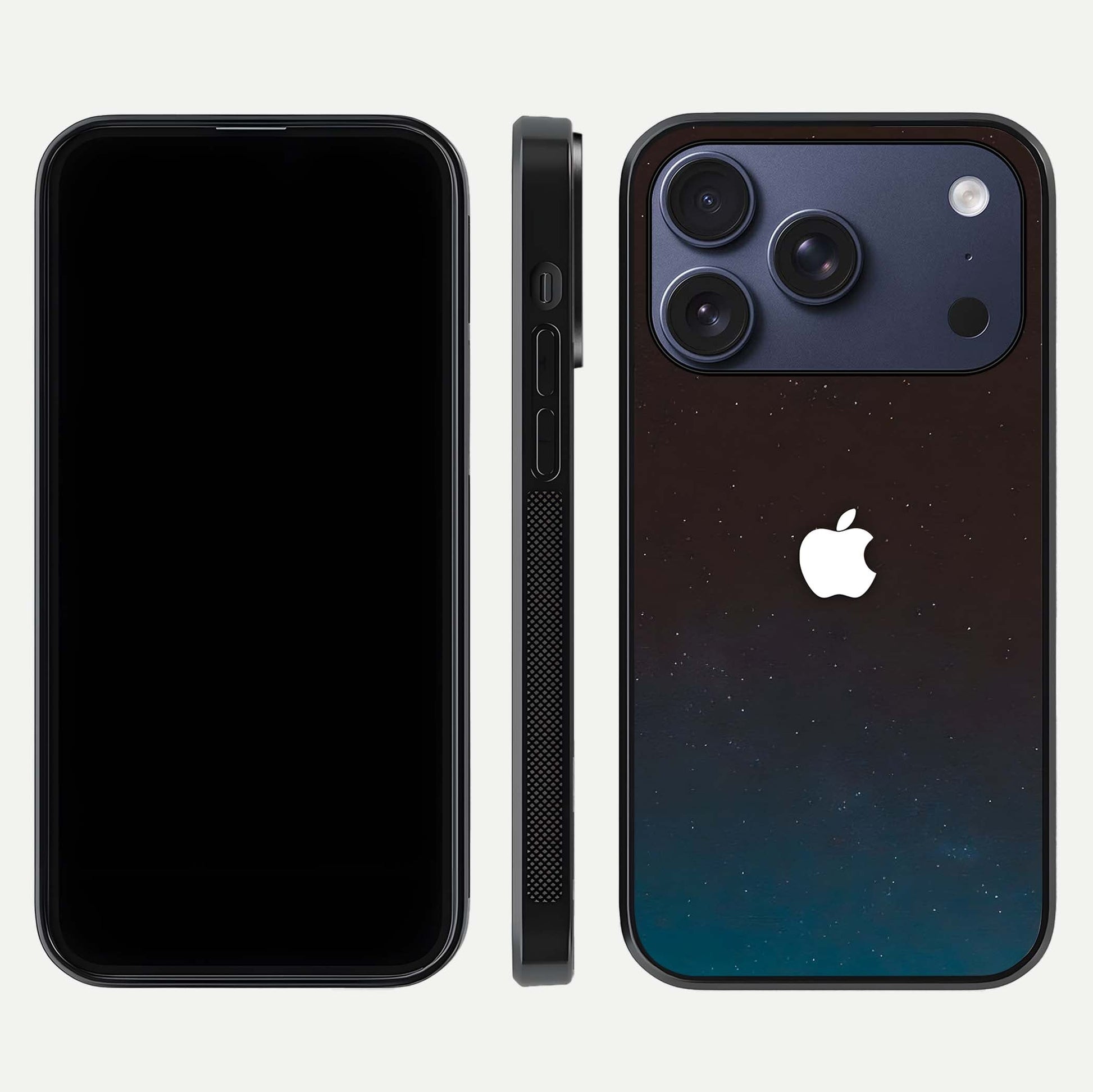 Green Emerald Apple Logo Glass Case for iPhone 17 Pro front and back view layout highlighting vibrant tones and curved glass