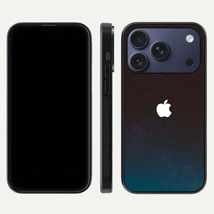 Green Emerald Apple Logo Glass Case for iPhone 17 Pro front and back view layout highlighting vibrant tones and curved glass