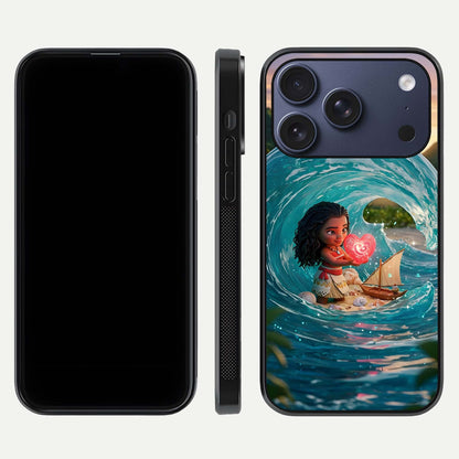 Heart of Ocean Glass Case for iPhone 17 Pro front and back view layout highlighting sea-themed art and curved glass edges