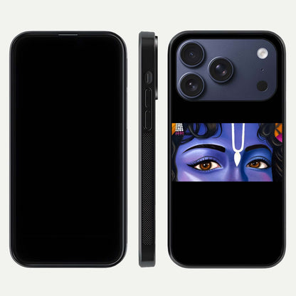 Krishna Eye Glass Case for iPhone 17 Pro front and back view layout highlighting detailed spiritual motif