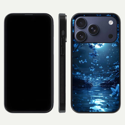 Moonlight Petal Dream Glass Case for iPhone 17 Pro front & back layout highlighting soft pastel tones