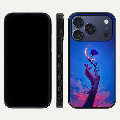 Mystic Hand Glass Case for iPhone 17 Pro front & back layout highlighting mystic design and smooth edges