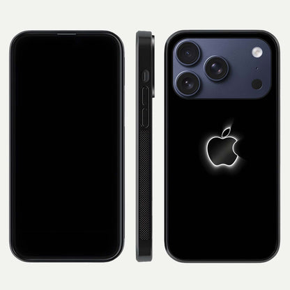 Neon Apple Glow Glass Case for iPhone 17 Pro front & back layout showing bright tones and edge curve
