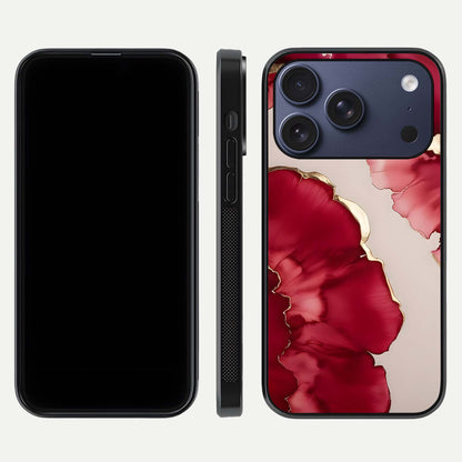 Pink & White Marble Glass Case For iPhone 17 Pro