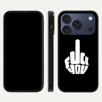 Rebel Mode On Glass Case for iPhone 16 Pro front & back layout showing minimal tone and clean edge fit