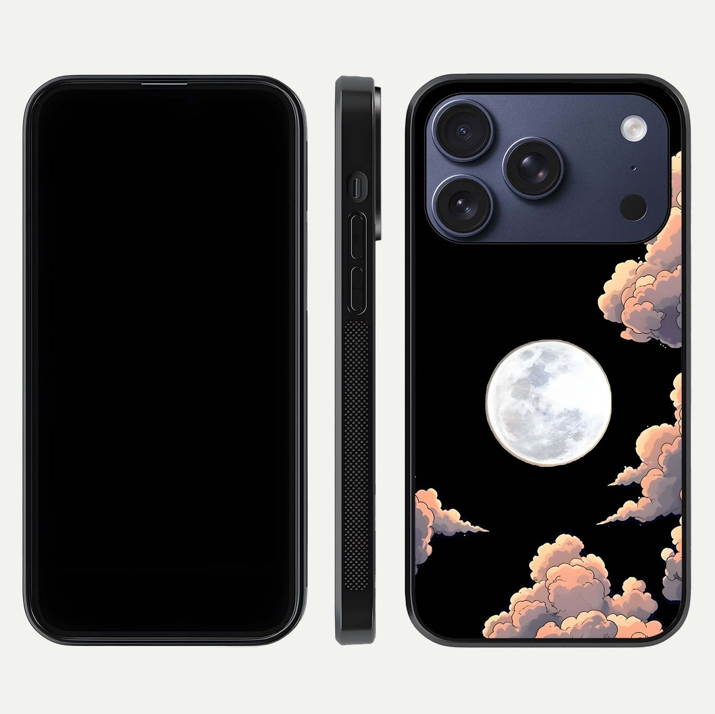 Shade Cloud Moon Glass Case for iPhone 17 Pro front & back layout showing soft gradient tones and edges
