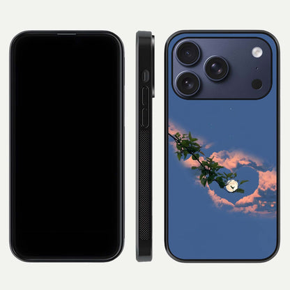 Sky Under Tree Glass Case for iPhone 17 Pro front & back layout showing sky tones and curved glass edge