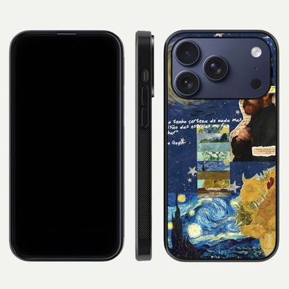 Starry Dream Vision Glass Case for iPhone 17 Pro front & back layout showing star blend and smooth edges