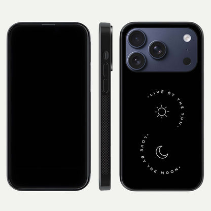 Sun Moon Balance Glass Case for iPhone 17 Pro front & back layout showing smooth gradient and balanced design