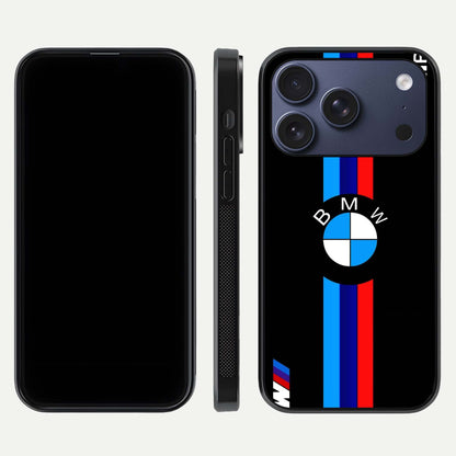 Turbo BMW Beast Glass Case for iPhone 17 Pro front & back layout showing bold design and smooth finish