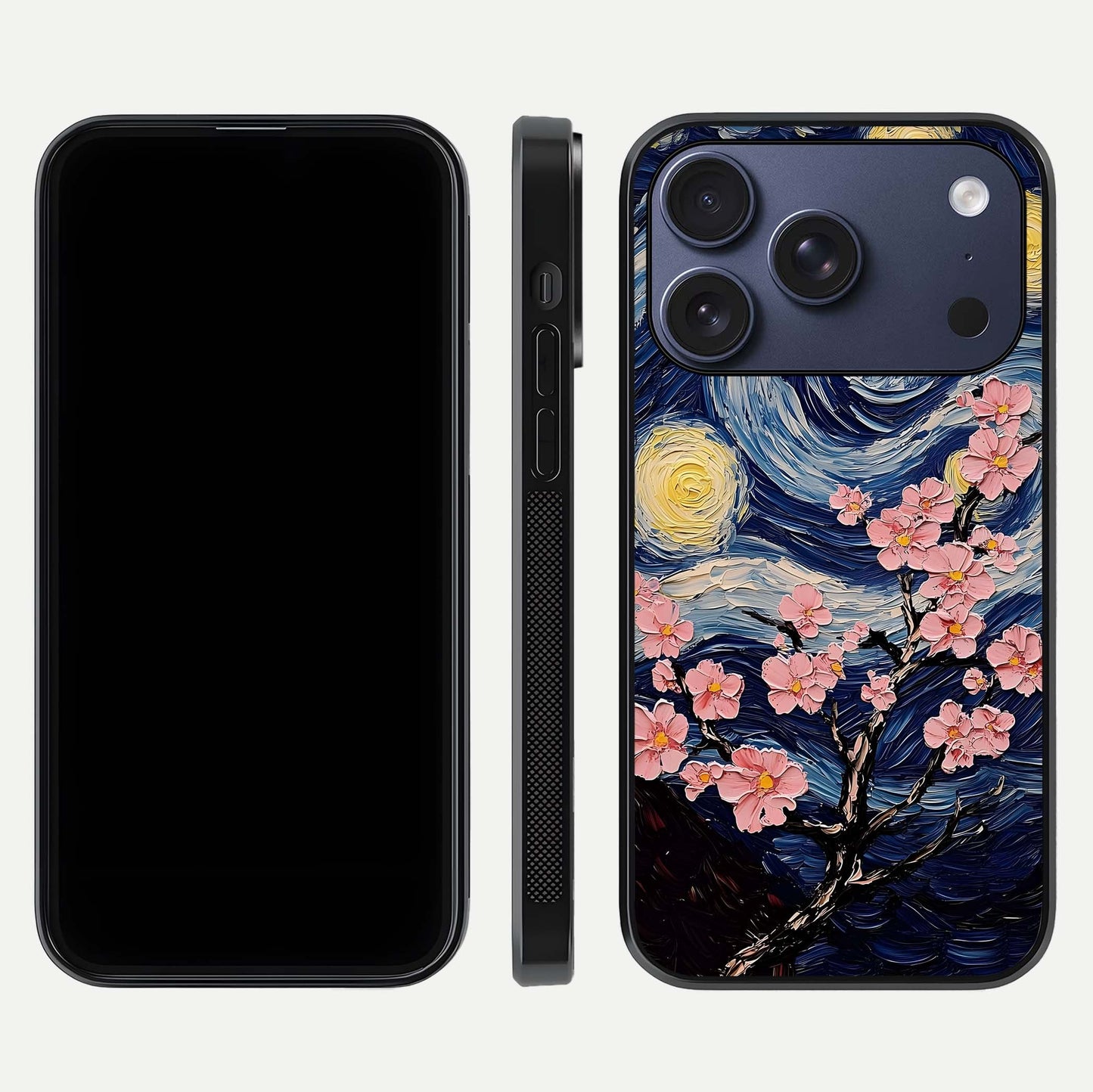 Van Gogh Scenery Glass Case for iPhone 17 Pro front & back layout showing vibrant tones and detailed design