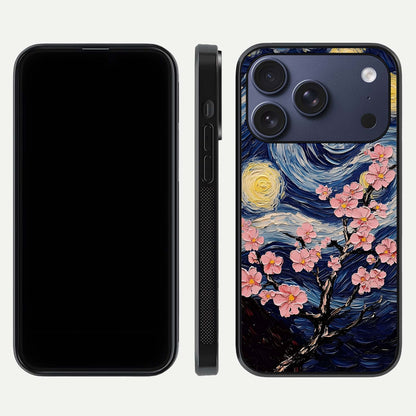 Van Gogh Scenery Glass Case for iPhone 17 Pro front & back layout showing vibrant tones and detailed design