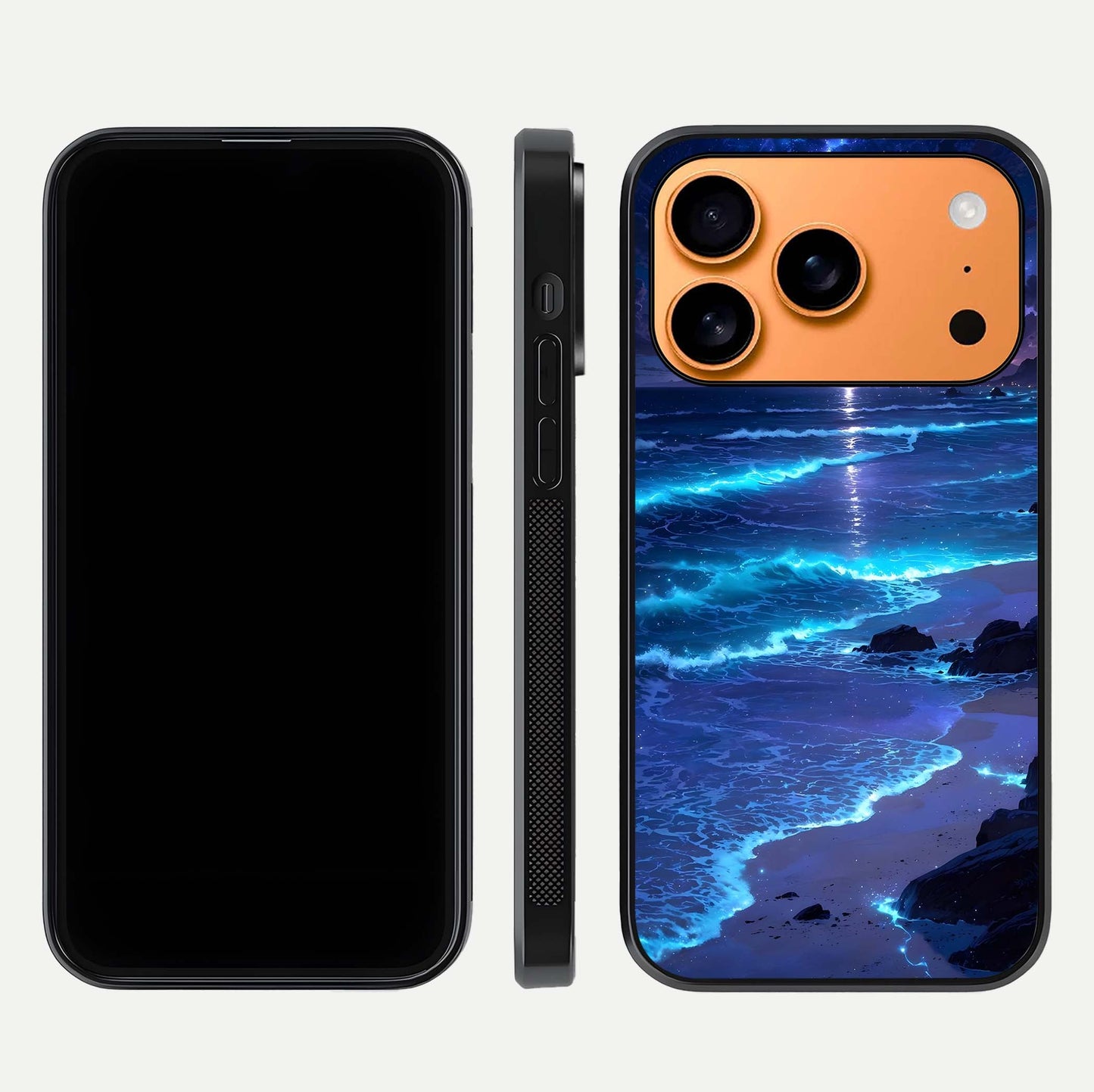 Classic Damn Look Glass Case for iPhone 17 Pro Max dual-view layout showing design clarity and glass polish