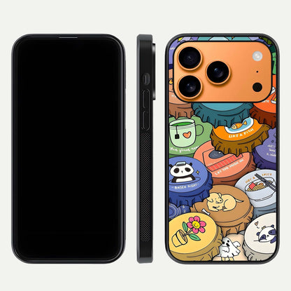 Coins Patterns Glass Case for iPhone 17 Pro Max dual-view layout displaying elegant art and glass clarity