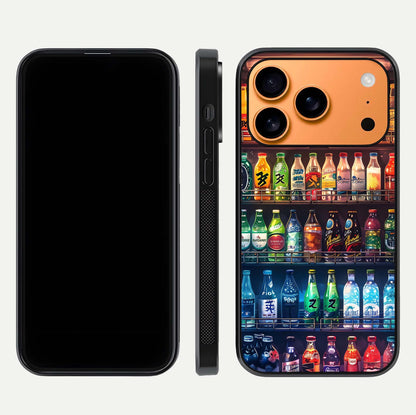 Colorful Soda Bottles Glass Case for iPhone 17 Pro Max dual-view layout displaying playful tones and gloss clarity