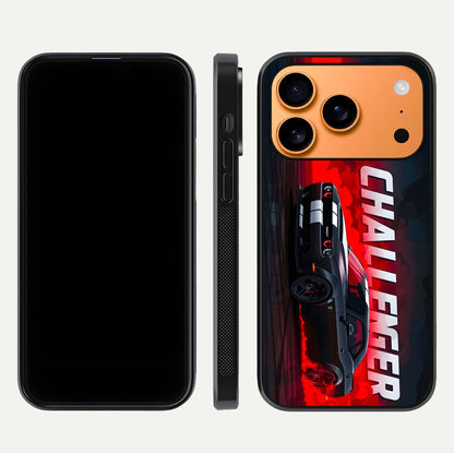 Crimson Challenger Fury Glass Case for iPhone 17 Pro Max dual-view layout displaying bold tones and edge polish