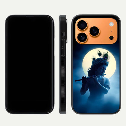 Divine Moon Flute Glass Case for iPhone 17 Pro Max dual-view layout displaying soft night tones and curved polish