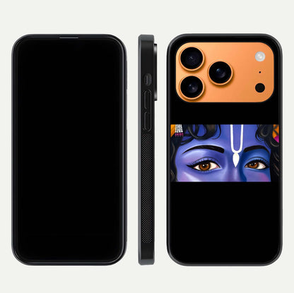 Krishna Eye Glass Case for iPhone 17 Pro Max front and back view layout highlighting detailed spiritual motif