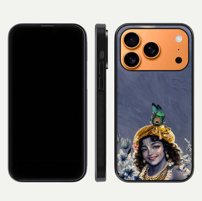 Lord Krishna Glass Case for iPhone 17 Pro Max front & back layout displaying soft tones and elegant edges