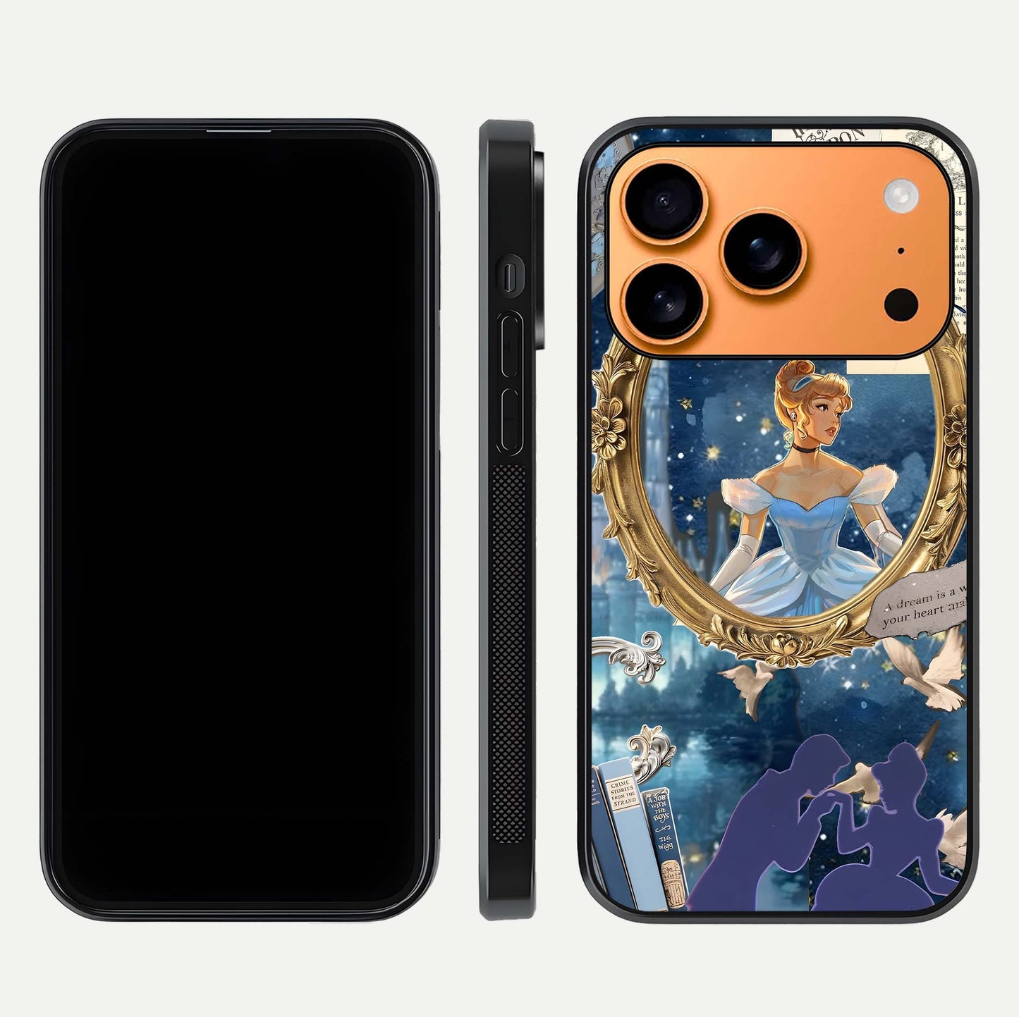 Midnight Queen Glass Case for iPhone 17 Pro Max front & back layout displaying regal tones and smooth edges