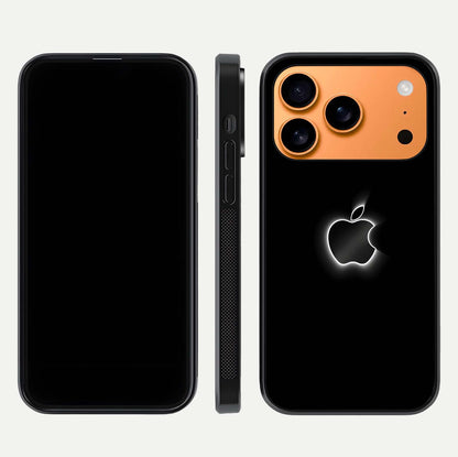 Neon Apple Glow Glass Case for iPhone 17 Pro Max front & back layout showing bright tones and edge curve