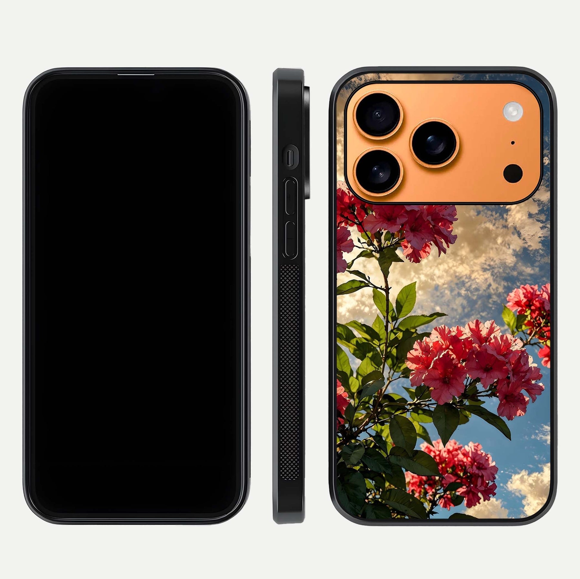 Red Bloom Skies Glass Case for iPhone 17 Pro Max front & back layout showing soft gradient sky tones and edges