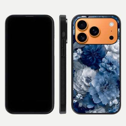 Royal Bloom Garden Glass Case for iPhone 17 Pro Max front & back layout showing soft tones and curved glass design