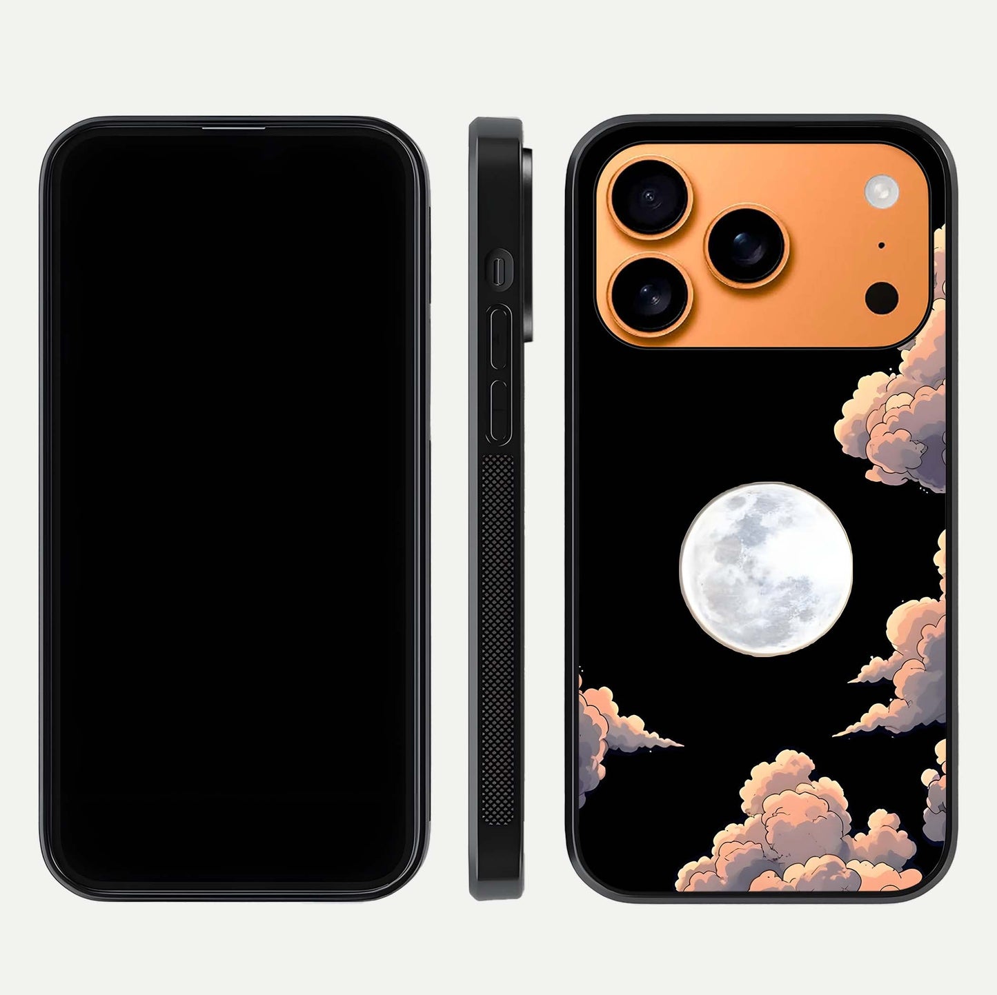 Shade Cloud Moon Glass Case for iPhone 17 Pro Max front & back layout showing soft gradient tones and edges