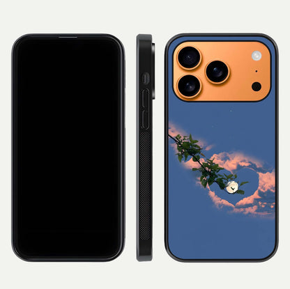 Sky Under Tree Glass Case for iPhone 17 Pro Max front & back layout showing sky tones and curved glass edge
