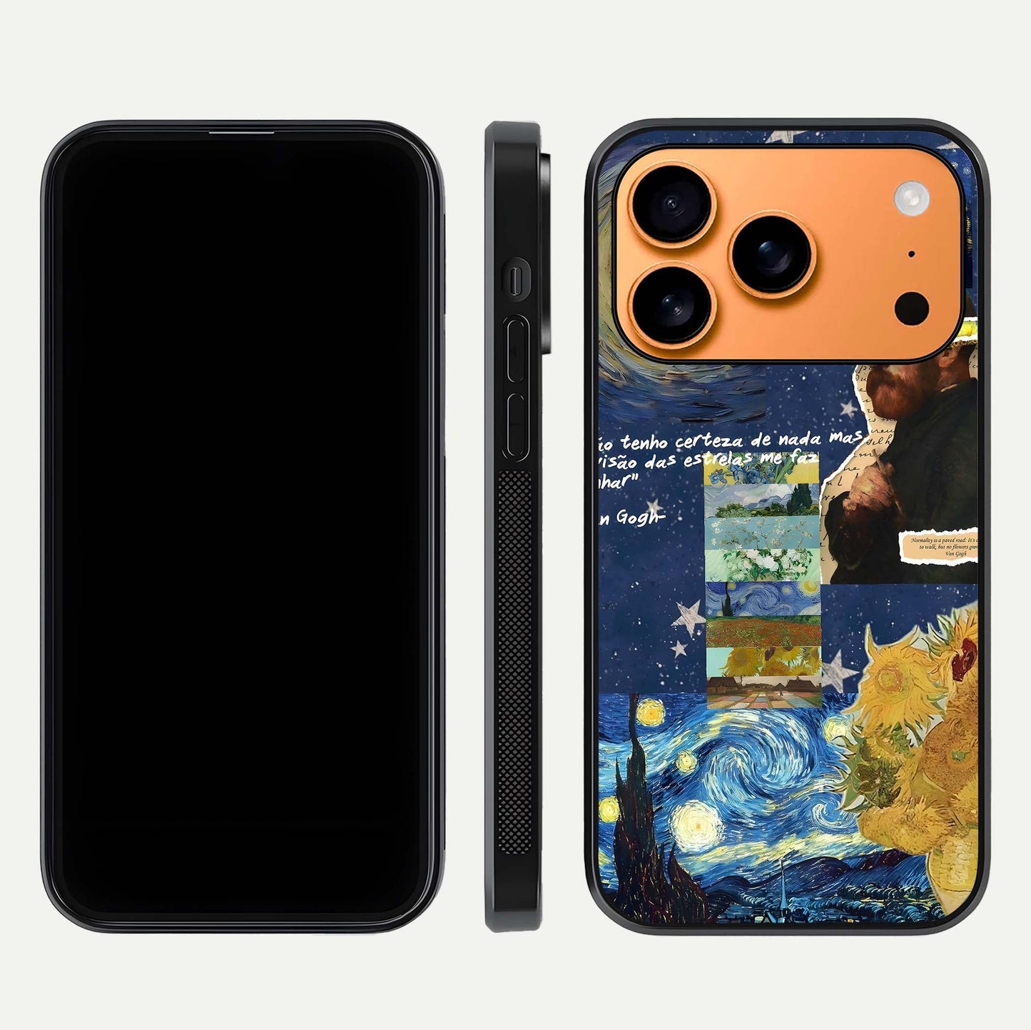 Starry Dream Vision Glass Case for iPhone 17 Pro Max front & back layout showing star blend and smooth edges