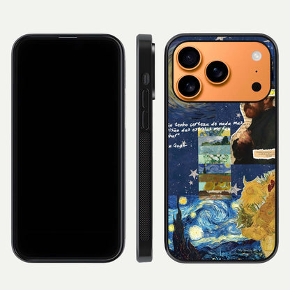 Starry Dream Vision Glass Case for iPhone 17 Pro Max front & back layout showing star blend and smooth edges