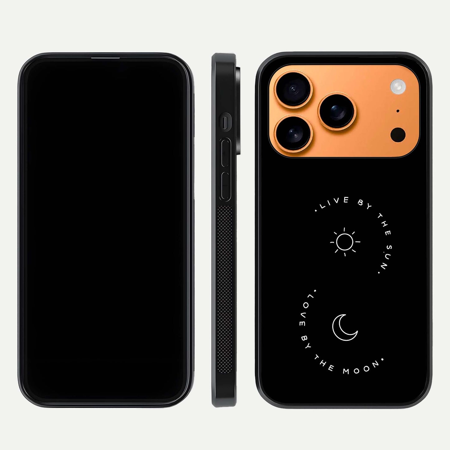 Sun Moon Balance Glass Case for iPhone 17 Pro Max front & back layout showing smooth gradient and balanced design