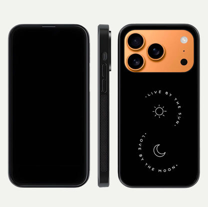 Sun Moon Balance Glass Case for iPhone 17 Pro Max front & back layout showing smooth gradient and balanced design