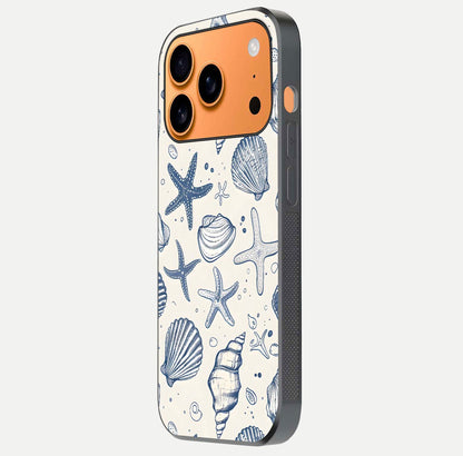 Blue Ocean Outline Glass Case for iPhone 17 Pro Max side-angle view showing clear edge lines and oceanic blue glow