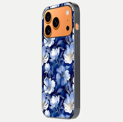 Cute Floral Patterns Glass Case for iPhone 17 Pro Max side-angle image showing polished surface and gloss tone