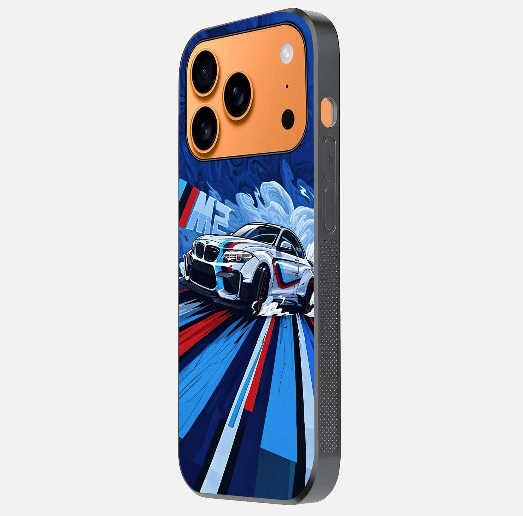 Drift Power Rush Glass Case for iPhone 17 Pro Max side-angle image capturing reflection glow and smooth curve