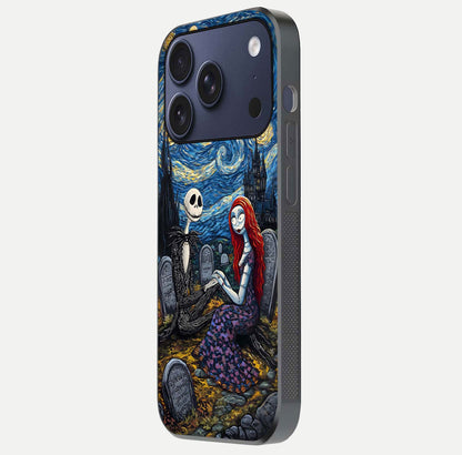 Eternal Night Love Glass Case for iPhone 17 Pro Max side-angle photo showing edge shine and soft reflection