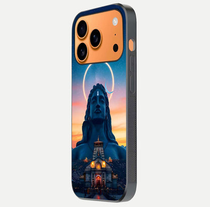 Eternal Shiva Aura Glass Case for iPhone 17 Pro Max side-angle image showing reflection clarity and rich tone