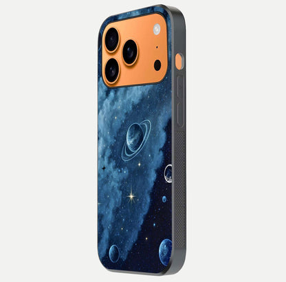 Galaxy Dream Space Glass Case for iPhone 17 Pro Max side-angle image capturing reflection clarity and galactic texture