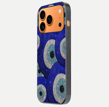 Galaxy Eye Flow Glass Case for iPhone 17 Pro Max side-angle image showing reflection detail and premium shine
