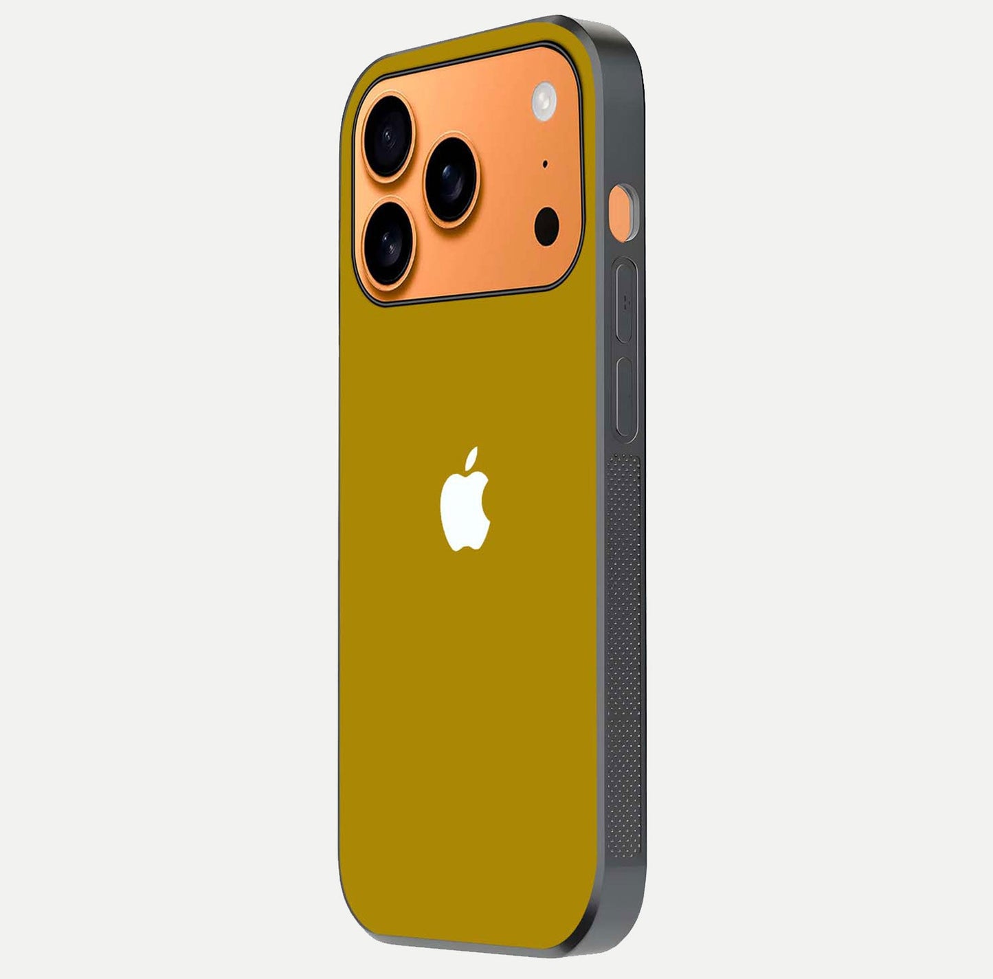 Golden Luxe Aura Glass Case for iPhone 17 Pro Max side-angle image showing reflection clarity and aura glow