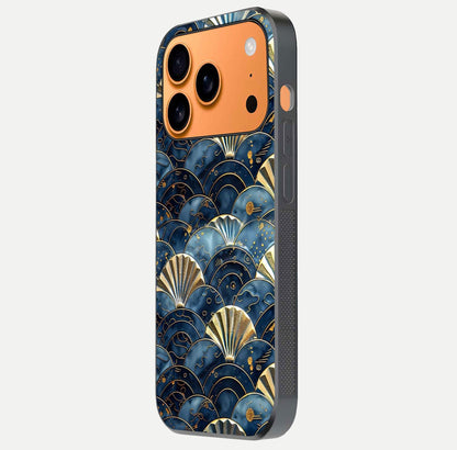 Golden Wave Luxe Glass Case for iPhone 17 Pro Max side-angle image showing reflection clarity and polished finish