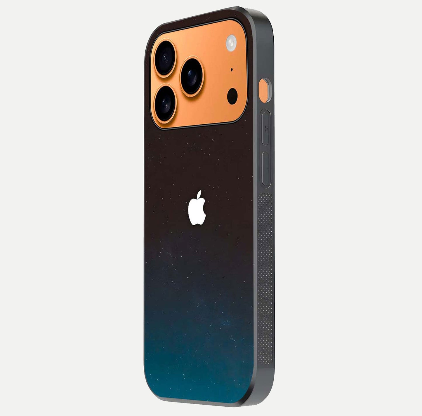 Green Emerald Apple Logo Glass Case for iPhone 17 Pro Max side-angle image showing reflection polish and rich emerald hue