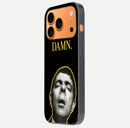 Mr Bean Damn Glass Case for iPhone 17 Pro Max side-angle image emphasizing HD print clarity and playful theme