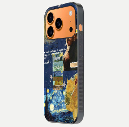 Starry Dream Vision Glass Case for iPhone 17 Pro Max side-angle image showing reflection and cosmic gradient tones