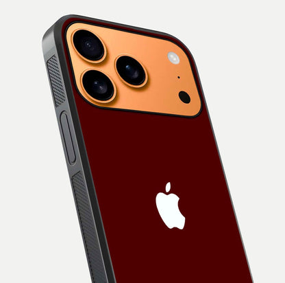 Apple Crimson Core Glass Case for iPhone 17 Pro Max close-up angle showing deep crimson tone and HD glass reflection